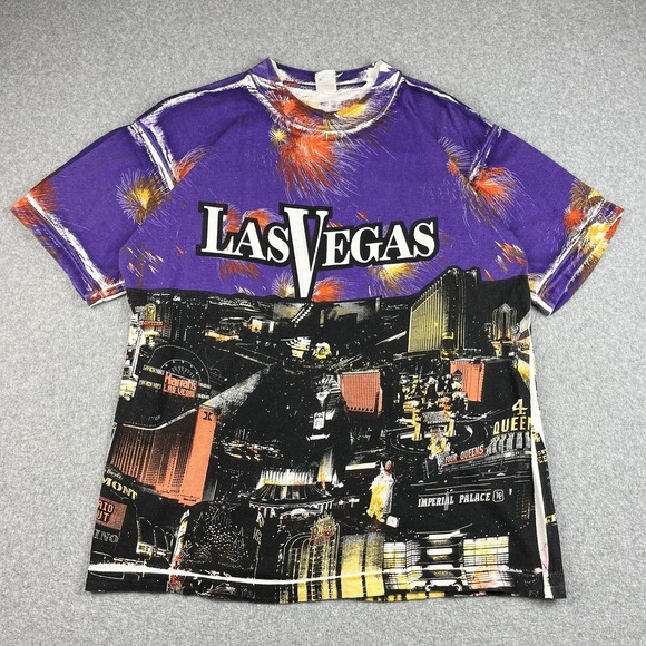 Accord Other - Vintage Las Vegas T Shirt Mens Large Tourist AOP Single Stitch USA Casino 90s